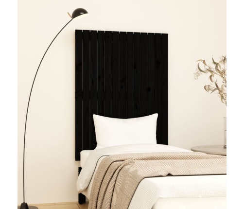 Cabecero de cama pared madera maciza pino negro 82,5x3x110 cm