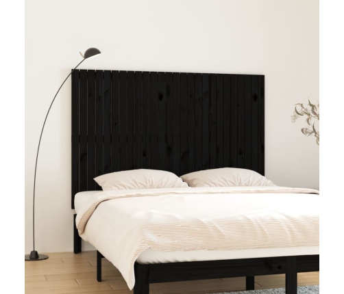 Cabecero de cama de pared madera maciza pino negro 166x3x110 cm