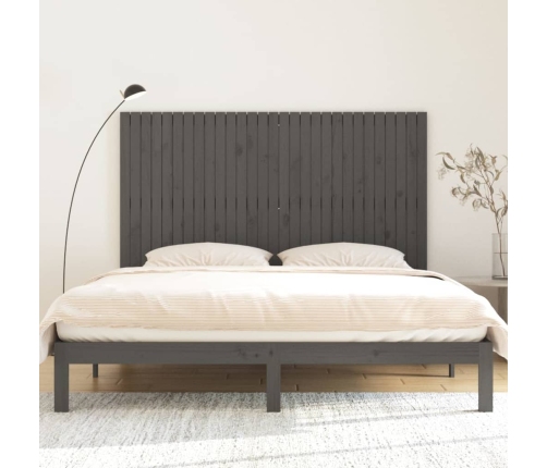 vidaXL Cabecero de cama de pared madera maciza pino gris 185x3x110 cm