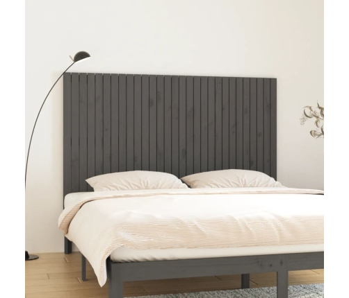 vidaXL Cabecero de cama de pared madera maciza pino gris 185x3x110 cm