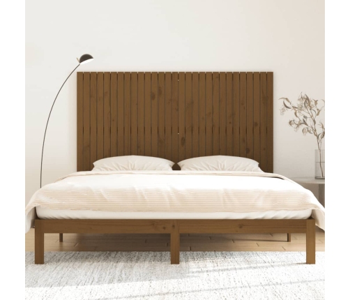 Cabecero cama pared madera maciza pino marrón miel 185x3x110 cm