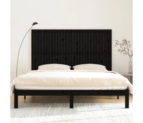 Cabecero de cama pared madera maciza pino negro 185x3x110 cm