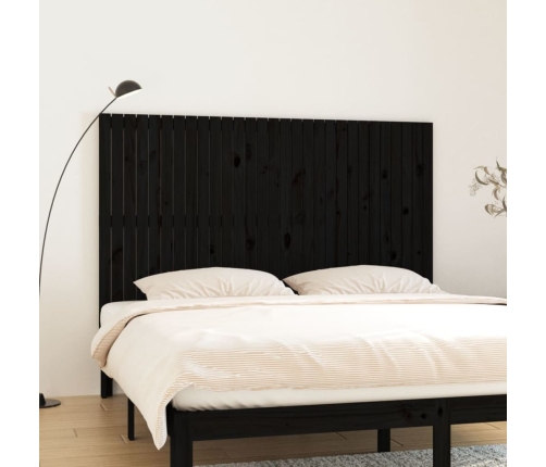 Cabecero de cama pared madera maciza pino negro 185x3x110 cm