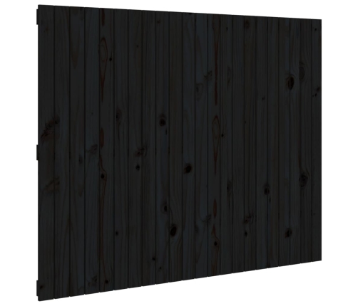 Cabecero de cama pared madera maciza pino negro 140x3x110 cm