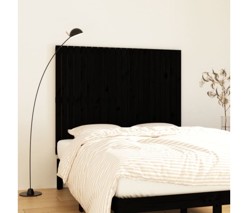 Cabecero de cama pared madera maciza pino negro 140x3x110 cm