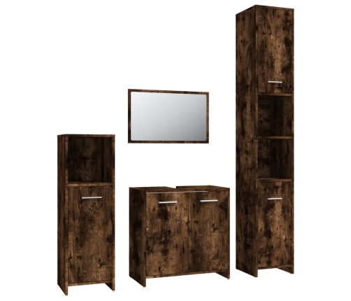 Set de muebles baño 4 pzas madera contrachapada roble ahumado