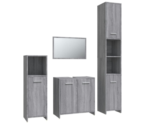 Set de muebles de baño 4 pzas madera contrachapada gris sonoma