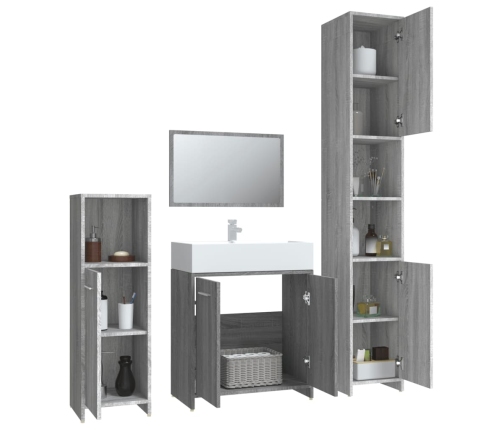 Set de muebles de baño 4 pzas madera contrachapada gris sonoma