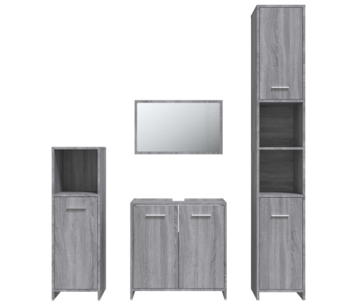 Set de muebles de baño 4 pzas madera contrachapada gris sonoma