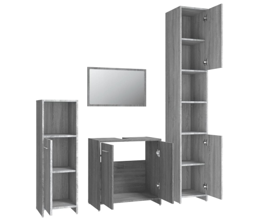 Set de muebles de baño 4 pzas madera contrachapada gris sonoma