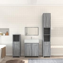 Set de muebles de baño 4 pzas madera contrachapada gris sonoma