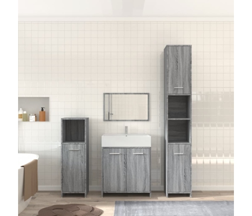 Set de muebles de baño 4 pzas madera contrachapada gris sonoma