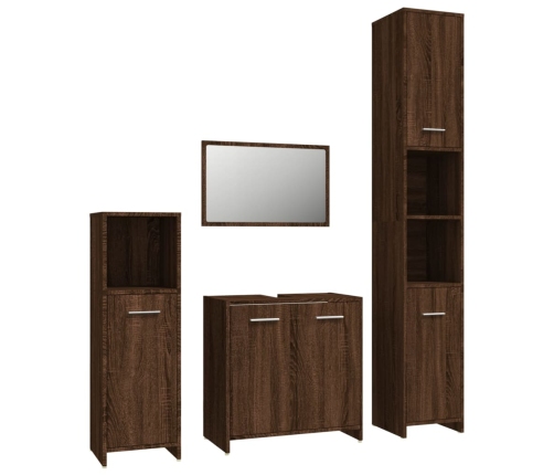 Set de muebles baño 4 pzas madera contrachapada roble marrón