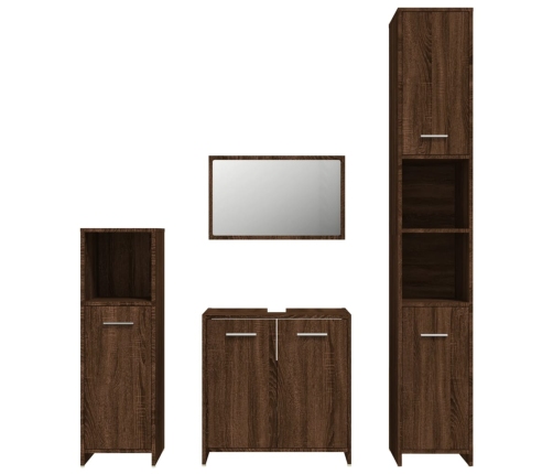 Set de muebles baño 4 pzas madera contrachapada roble marrón