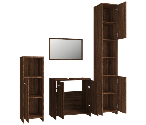 Set de muebles baño 4 pzas madera contrachapada roble marrón