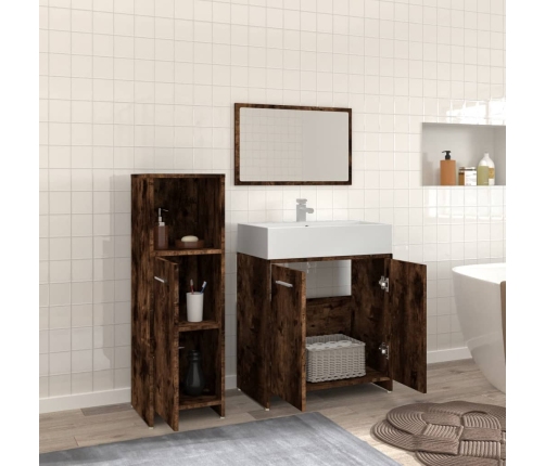 Set de muebles baño 3 pzas madera contrachapada roble ahumado