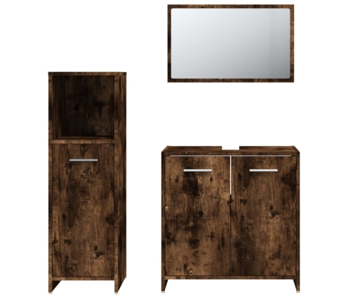 Set de muebles baño 3 pzas madera contrachapada roble ahumado