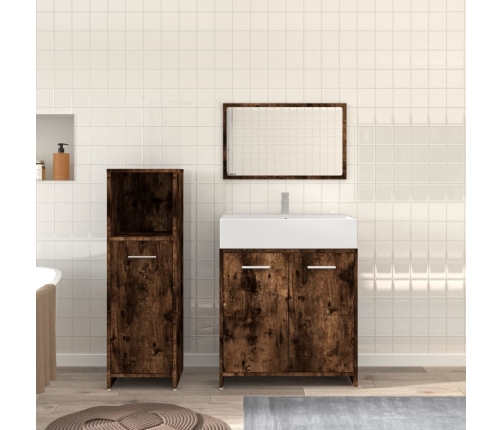 Set de muebles baño 3 pzas madera contrachapada roble ahumado