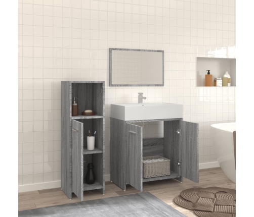 Set de muebles de baño 3 pzas madera contrachapada gris sonoma