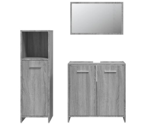 Set de muebles de baño 3 pzas madera contrachapada gris sonoma