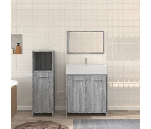 Set de muebles de baño 3 pzas madera contrachapada gris sonoma