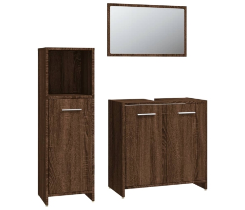 Set de muebles baño 3 pzas madera contrachapada roble marrón