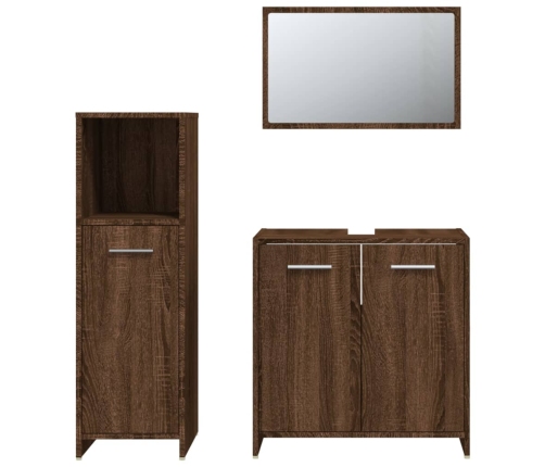 Set de muebles baño 3 pzas madera contrachapada roble marrón