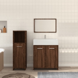 Set de muebles baño 3 pzas madera contrachapada roble marrón