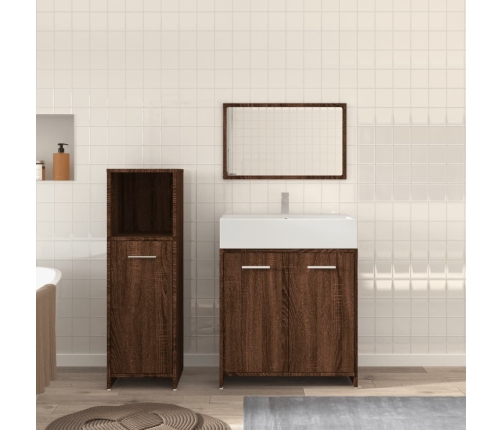 Set de muebles baño 3 pzas madera contrachapada roble marrón