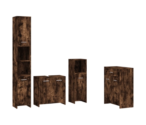 Set de muebles baño 4 pzas madera contrachapada roble ahumado