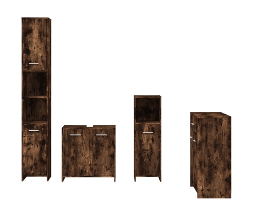 Set de muebles baño 4 pzas madera contrachapada roble ahumado