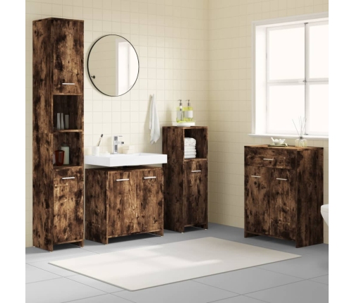 Set de muebles baño 4 pzas madera contrachapada roble ahumado