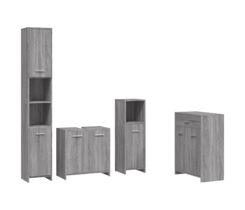 Set de muebles de baño 4 pzas madera contrachapada gris sonoma