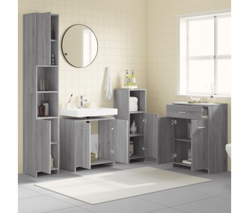 Set de muebles de baño 4 pzas madera contrachapada gris sonoma