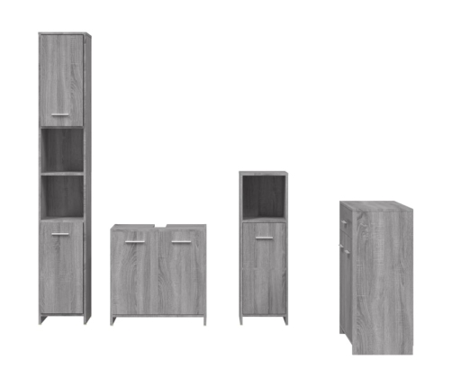 Set de muebles de baño 4 pzas madera contrachapada gris sonoma