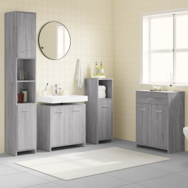 Set de muebles de baño 4 pzas madera contrachapada gris sonoma