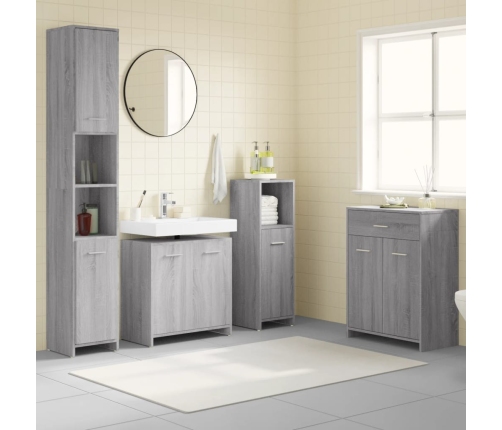 Set de muebles de baño 4 pzas madera contrachapada gris sonoma