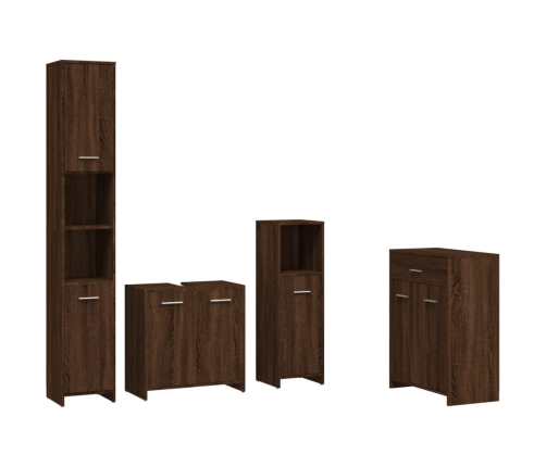 Set de muebles baño 4 pzas madera contrachapada roble marrón