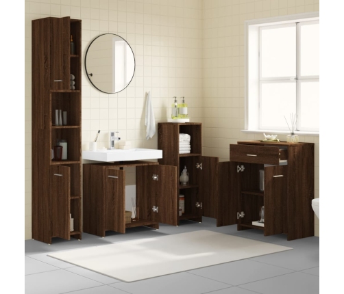 Set de muebles baño 4 pzas madera contrachapada roble marrón