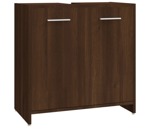 Set de muebles baño 4 pzas madera contrachapada roble marrón