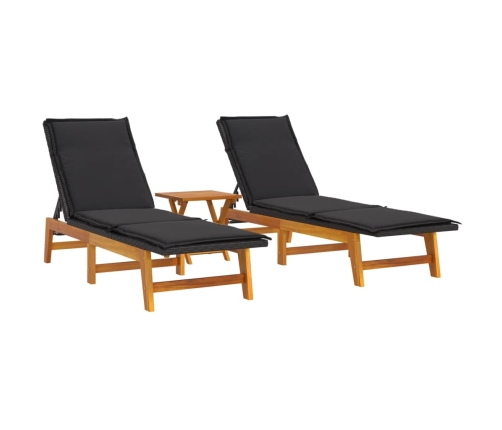 vidaXL Set de muebles de jardín 3 piezas ratán sintético madera acacia