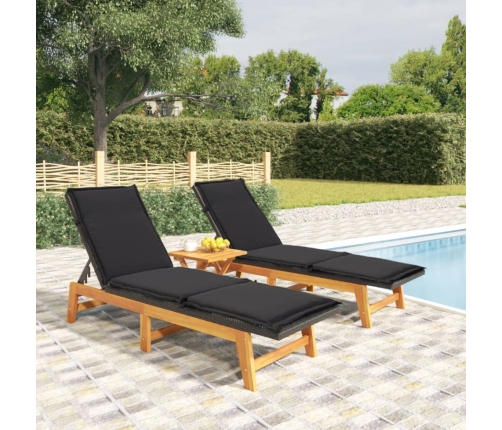 vidaXL Set de muebles de jardín 3 piezas ratán sintético madera acacia