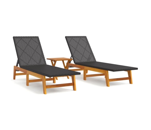 Set de muebles de jardín 3 piezas ratán sintético madera acacia