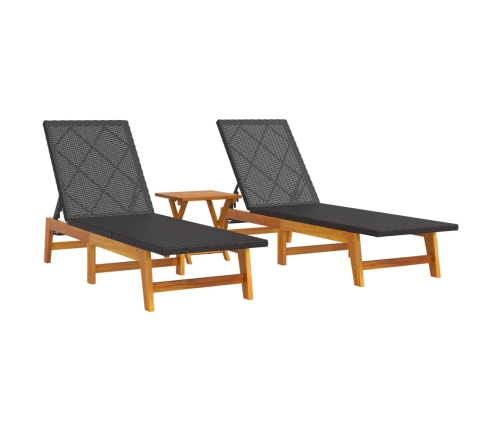 Set de muebles de jardín 3 piezas ratán sintético madera acacia