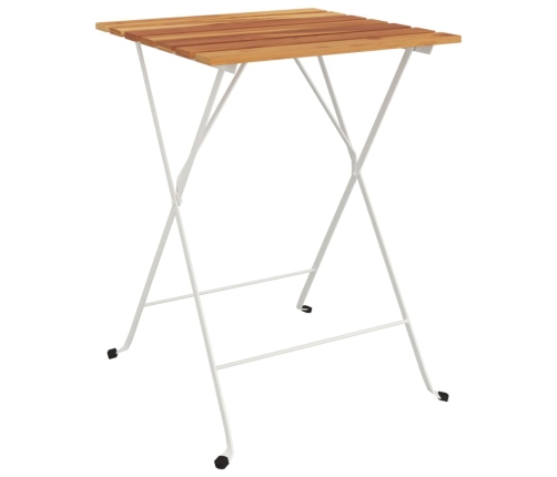 Mesa de cafetería plegable madera acacia y acero 55x54x71 cm