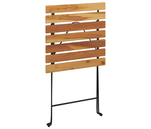 vidaXL Mesa de cafetería plegable teca maciza y acero 55x54x71 cm