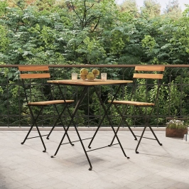Sillas cafetería plegables 2 uds acero y madera maciza de teca