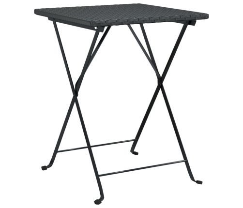 Mesa bistró plegable negra ratán sintético 55x54x71 cm