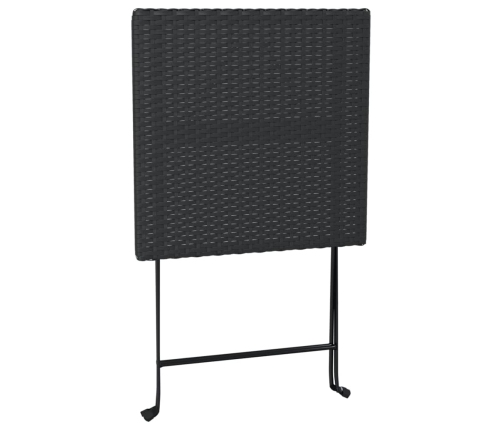 Mesa bistró plegable negra ratán sintético 55x54x71 cm