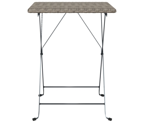 Mesa de cafetería plegable ratán sintético gris 55x54x71 cm